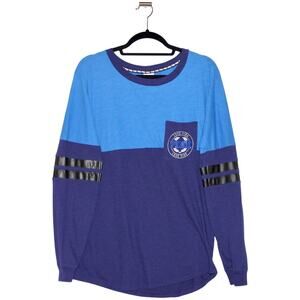 VS PINK Logo Campus Long Sleeve Blue Size Medium